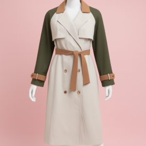 معطف ترنش بتصميم بلوك الألوان